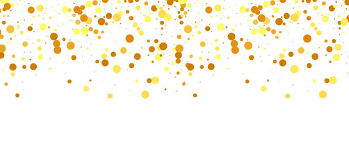 gold glitter round particles confetti. Luxury sparkling glitter dust falling isolated on transparent background. Falling magic glitter confetti, golden dust. Modern Design elements or decoration, PNG
