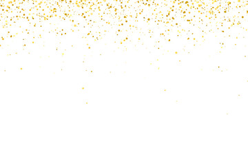 gold glitter round particles confetti. Luxury sparkling glitter dust falling isolated on transparent background. Falling magic glitter confetti, golden dust. Modern Design elements or decoration, PNG
