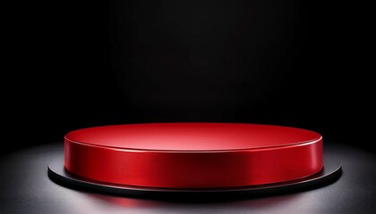 Red Round Podium Black Background