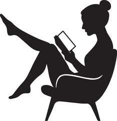 Silhouettes of Readers , Book Reading Vector in Various Positions