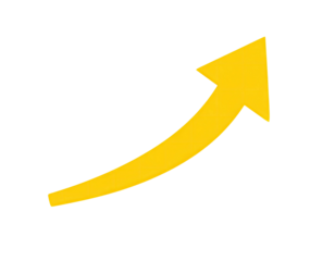 Bright yellow, upward-curving arrow on a black background, indicating progress