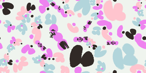 Floral seamless pattern with different abstract flowers. Vector background, design, print, wrapping paper, textile, wallpaper