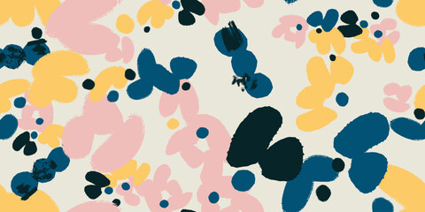 Floral seamless pattern with different abstract flowers. Vector background, design, print, wrapping paper, textile, wallpaper