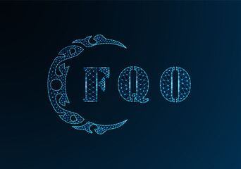 Low poly letter logo FQO design. FQO letter logo low poly vector design on blue color gradient background. FQO logo low poly design