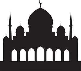 Beautiful Elegant Mosque Silhouette Vector Islamic Art, Architecture & Design