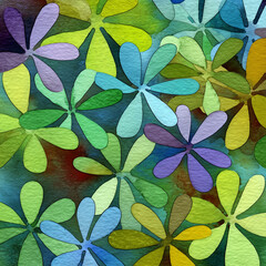 A vibrant artistic representation of floral designs featuring multiple colors. This eye-catching artwork can add an element of creative flair to any project