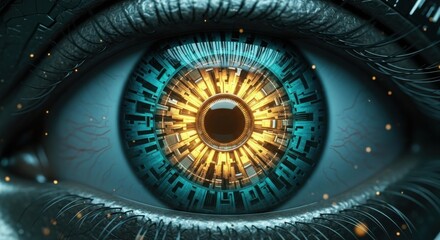 Futuristic eye with digital circuit design high-tech concept for artificial intel