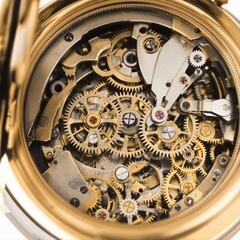 Mechanical Pocket Watch with Exposed Gears
