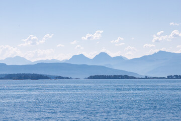 A fantastic view rom the Varden viewpoint over the Norwegian town of Molde, the fjord with the many islands and the famous panorama with over 220 peaks with most mountain tops over 1000 meters high