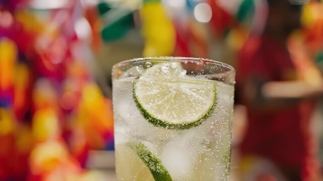 Refreshing Caipirinha with a View of Rio's Carnival