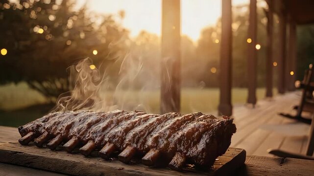 Saucy BBQ Ribs on a Southern American Porch