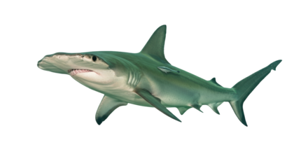 Hammerhead shark isolated on transparent background, marine predator with distinctive head shape for wildlife and ocean conservation themes