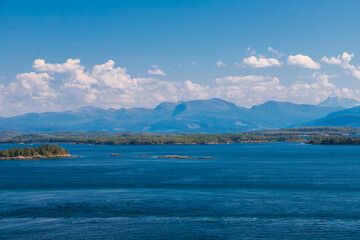 A fantastic view rom the Varden viewpoint over the Norwegian town of Molde, the fjord with the many islands and the famous panorama with over 220 peaks with most mountain tops over 1000 meters high