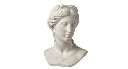 Marble bust of Aphrodite isolated on transparent background, ancient Greek sculpture of goddess of love and beauty