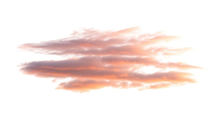 Pink and orange cloud formation isolated PNG on transparent background, soft pastel sky element for...