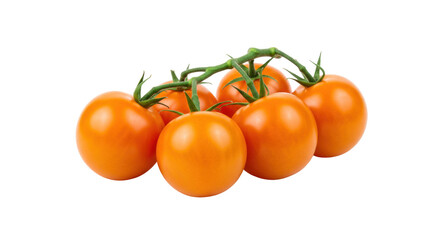 Cluster of golden cherry tomatoes isolated on transparent background, fresh and vibrant produce for healthy eating