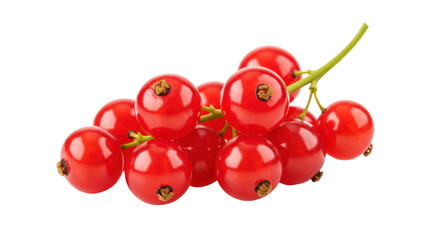Red currant berries isolated on transparent background, fresh and juicy fruit for healthy eating and summer dessert