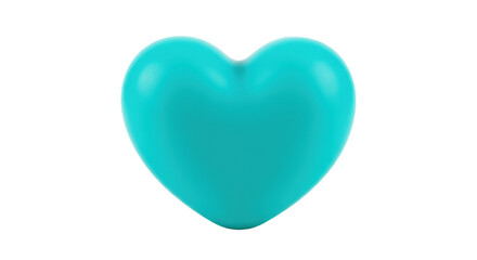 Turquoise heart isolated on transparent background, love symbol in PNG format for graphic design and Valentine s Day