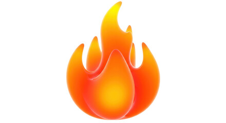 Stylized flame PNG isolated on transparent background, vibrant orange and yellow fire element for graphic design and creative projects