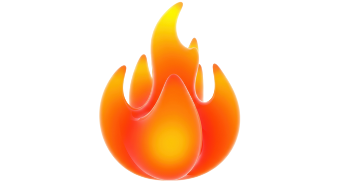 Stylized flame PNG isolated on transparent background, vibrant orange and yellow fire element for graphic design and creative projects - Powered by Adobe