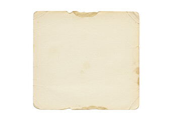 Obraz premium Aged paper sheet isolated on transparent background, vintage parchment with worn edges and stains for scrapbooking and design use