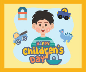 Cute Children’s Day Illustration with Toys and Friends sticker pack