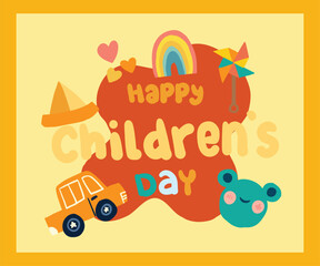 Cute Children’s Day Illustration with Toys and Friends sticker pack