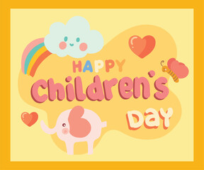 Cute Children’s Day Illustration with Toys and Friends sticker pack