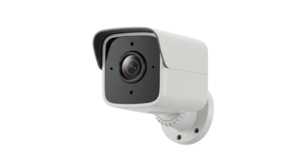 Modern security camera isolated on transparent background, surveillance equipment for home safety and crime prevention