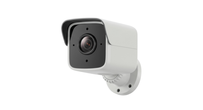 Modern security camera isolated on transparent background, surveillance equipment for home safety and crime prevention