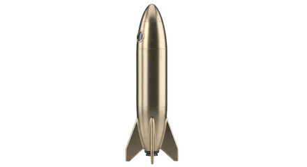 Isolated Retro Rocket Ship Standing Tall, Classic Style Spacecraft for Children's Spaces, Decor