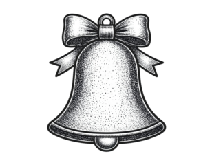 Bell icon in vintage engraving style antique illustration classic sketch retro drawing traditional line art isolated on white background
