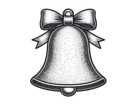 Bell icon in vintage engraving style antique illustration classic sketch retro drawing traditional line art isolated on white background
