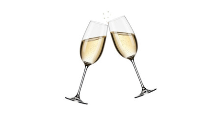 Isolated toast of champagne glasses to celebrate an occasion or milestone event or party
