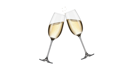 Isolated toast of champagne glasses to celebrate an occasion or milestone event or party