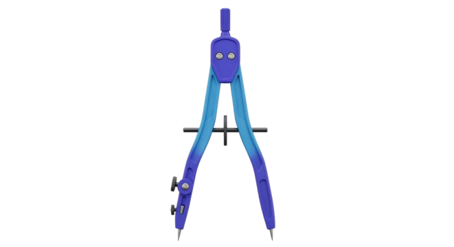 Isolated math compass geometry tool, drafting equipment for education and drawing arts