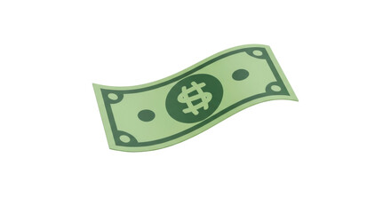 Isolated Cartoon One Dollar Bill, Currency Depicting US Wealth, Finances and Investment