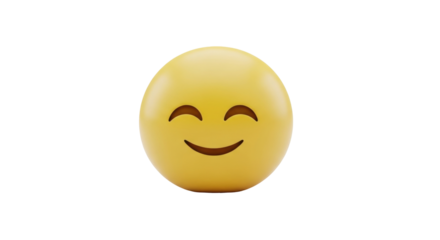 Isolated Smiling Face Emoticon with Content Eyes and Happy Expression, Communication Concept