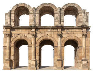 Old stone structure featuring arches and columns, a historic architectural fragment