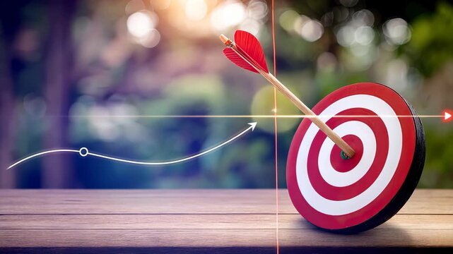 Archer releases arrow aiming for a target in a bright outdoor setting during golden hour in the afternoon