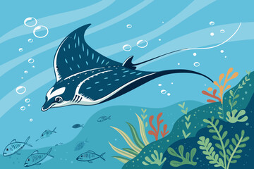 Showcasing Manta Ray Gliding Ocean Bold Marine Stunning Creative Visual