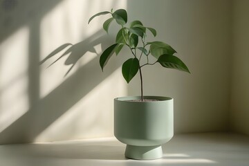 Soothing green, minimalist style pot depicting a perfect indoor decorative plant for a more lively and fresh atmosphere