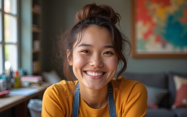 Portrait Of Happy Painter. High quality