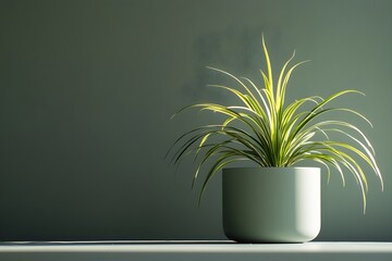 Soothing green, minimalist style pot depicting a perfect indoor decorative plant for a more lively and fresh atmosphere