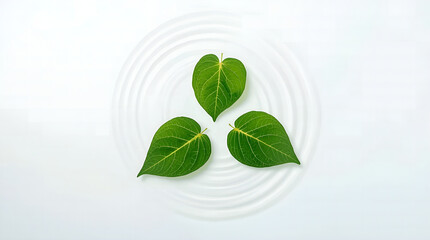 Heart shaped leaves in water. Minimal creative valentines or woman's day concept. 