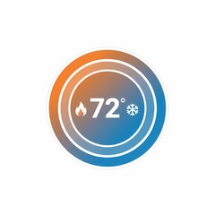 Smart Thermostat Temperature Setting 72 Degrees, Heating and Cooling Control Icon.