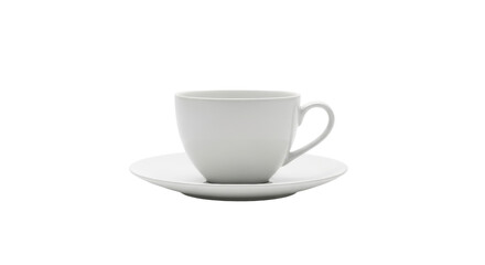 Isolated cup and saucer, elegant drinkware for coffee or tea, simple and minimal