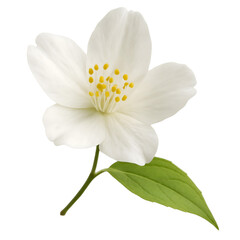 White Mock Orange Flower Isolated on White Background