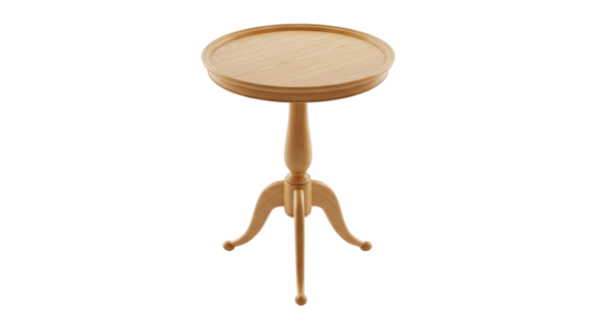 Isolated Small Side Table, Round Wooden End Table, Furniture Accent on Neutral Backdrop