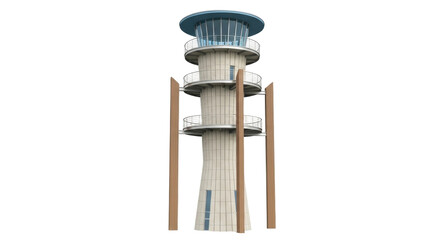 Isolated airport control tower architecture, communication and transportation, design elements